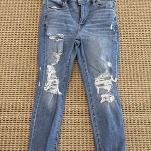 American Eagle Distressed Blue Jeggings size 14 short